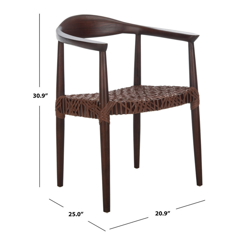 Fauteuil d'appoint en cuir Gofried, Cuir brun, Noyer
