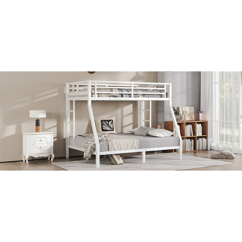 Lit superposé simple au-dessus de double en métal pour les adolescents et les adultes, peu encombrant / sans sommier tapissier, blanc