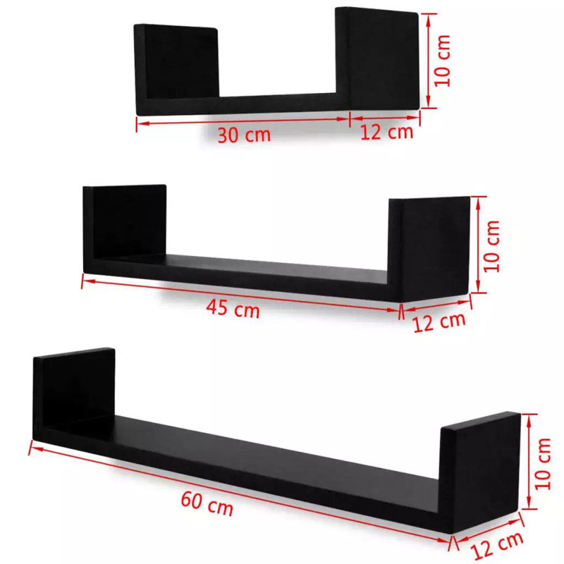 Astor Place 3 Piece Floating Shelf, Black