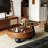 Walnut Solid + Manufactured Wood Round Coffee Table Sets-129492023