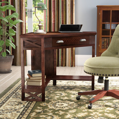 Bureau d'ordinateur d'angle en bois massif Moorton
