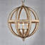 4 - Light Wood Dimmable Globe Chandelier