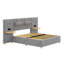 Lit rembourré sophistiqué avec ports de chargement latéraux, 2 coussins décoratifs et tablettes de rangement-1129760146