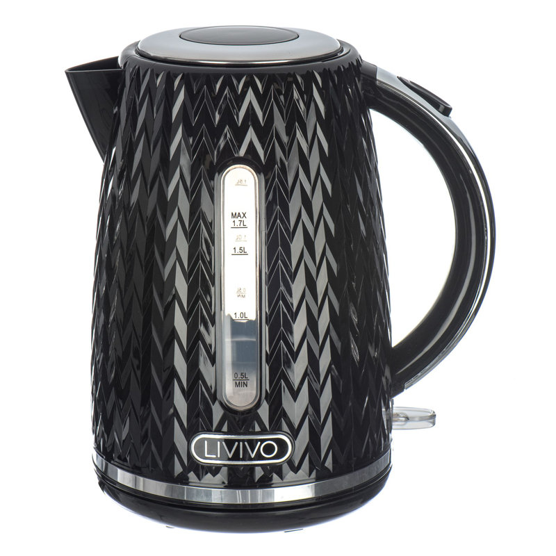 LIVIVO 1.7L Plastic Electric Tea Kettle, Black
