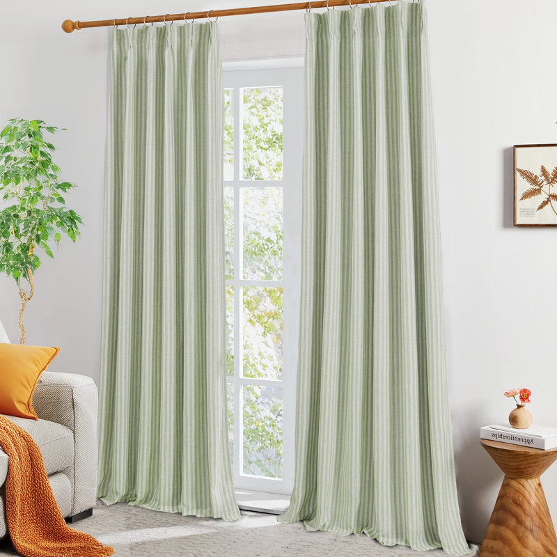 Modern Vertical Stripes Blackout Curtains (Set of 2), 39" W x 72" L, Green