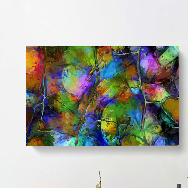 Rainbow Leaf Abstract In Abstract - Wrapped Canvas Painting, 50cm H x 76cm W x 3cm D