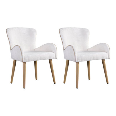 Fauteuil Mirjan Boucle en beige et chêne
