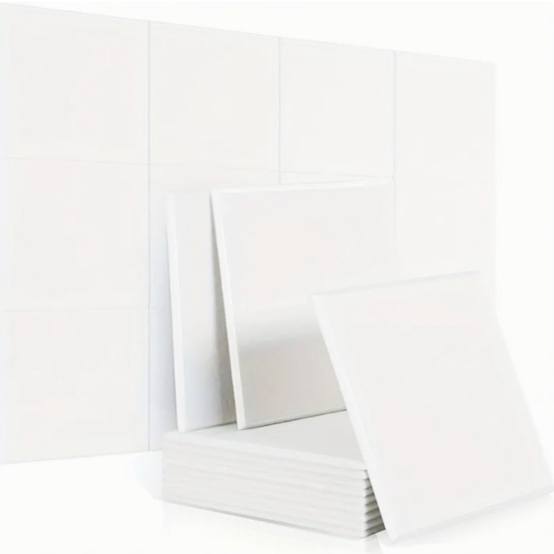 12 panneaux carrés insonorisants avec support adhésif 9 x 9 pouces, Blanc