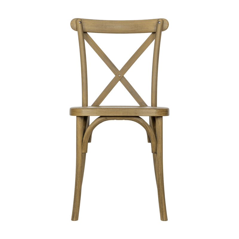 Statice Indoor And Outdoor Commercial Grade Wood Look Resin Cross Back Chair, Brown