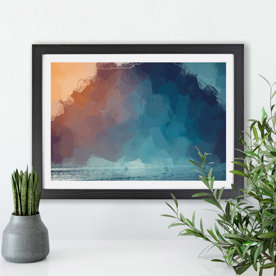 Surfing by Morro Rock - Framed Print
