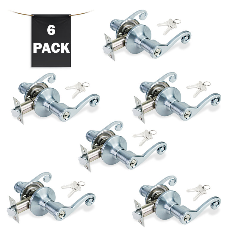 Keyed (Entry) Door Lever, Satin Nickel