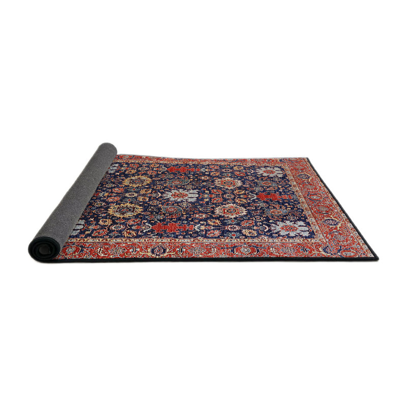 Tapis oriental rouge et bleu, Rond 5 pi
