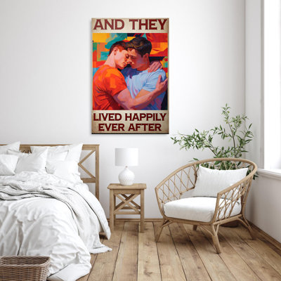 Lgbt Couple And They Lived Happily - 1 Piece Recta " Lgbt Couple And They Lived Happily - 1 Piece Rectangle Graphic Art Print On Wrapped Canvas "