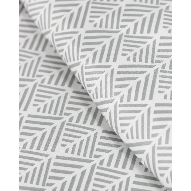 Arrows Satin Geometric Shapes Duvet Cover, Gray/White, Twin