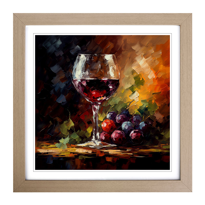 Wine Impressionism No.1 - Single Picture Frame Print on Wood, Oak