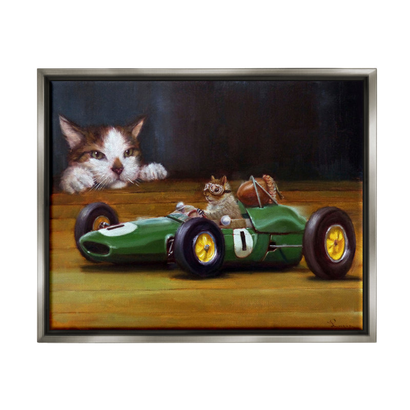 Stupell Industries, écureuil amusant dans une voiture de course, art mural par Lucia Heffernan, H 25 po x l 31 po x P 1,7 po