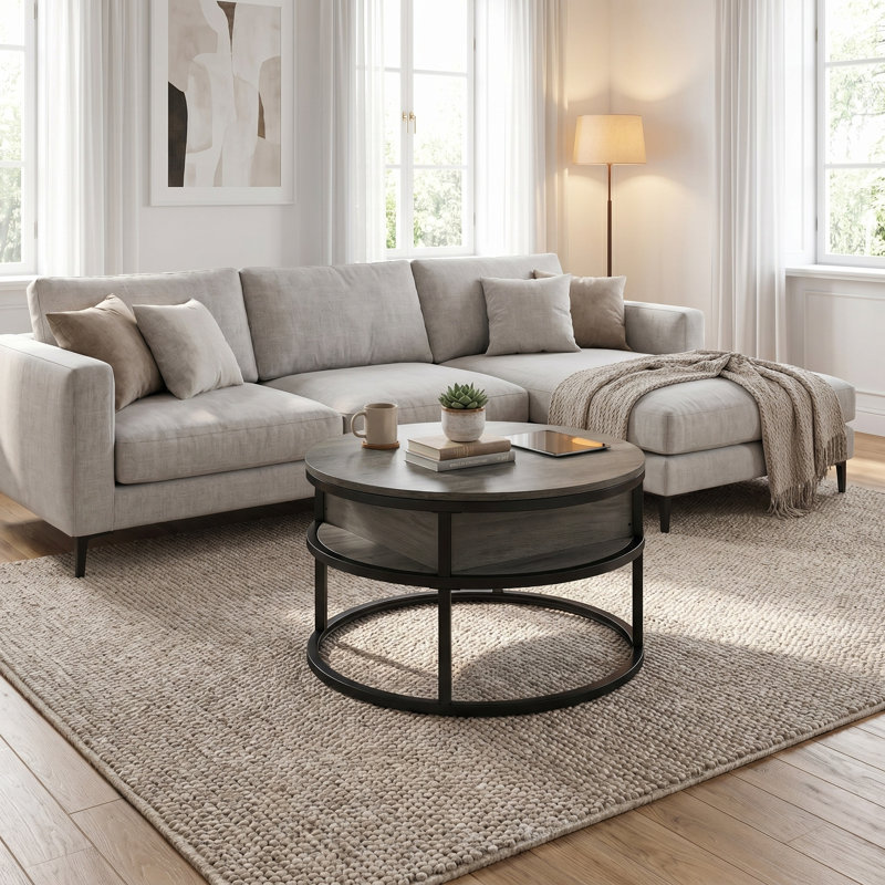 Coffee Table, Wood, Black, Grey