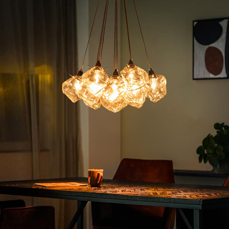 Nahlen 13-Light Dimmable Cube Glass Chandelier