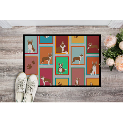 Lots of Red Boston Terrier Doormat 18x27