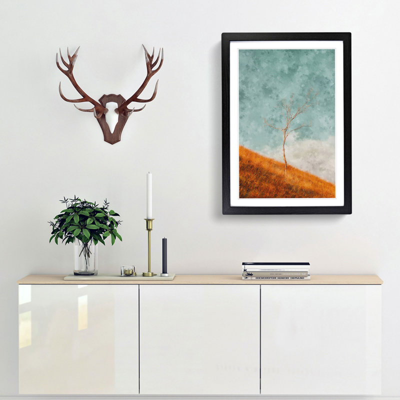 Lonely Tree - Framed Print, 33cm H x 24cm W x 2cm D, Black Framed