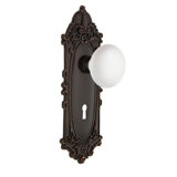 Victorian Plate with Decorative Keyhole and White Porcelain Door Knob