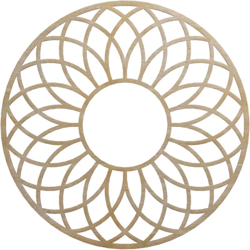 Médaillon de plafond en bois ajouré Cannes, Bouleau, H 34 po x l 34 po x P 0,25 po