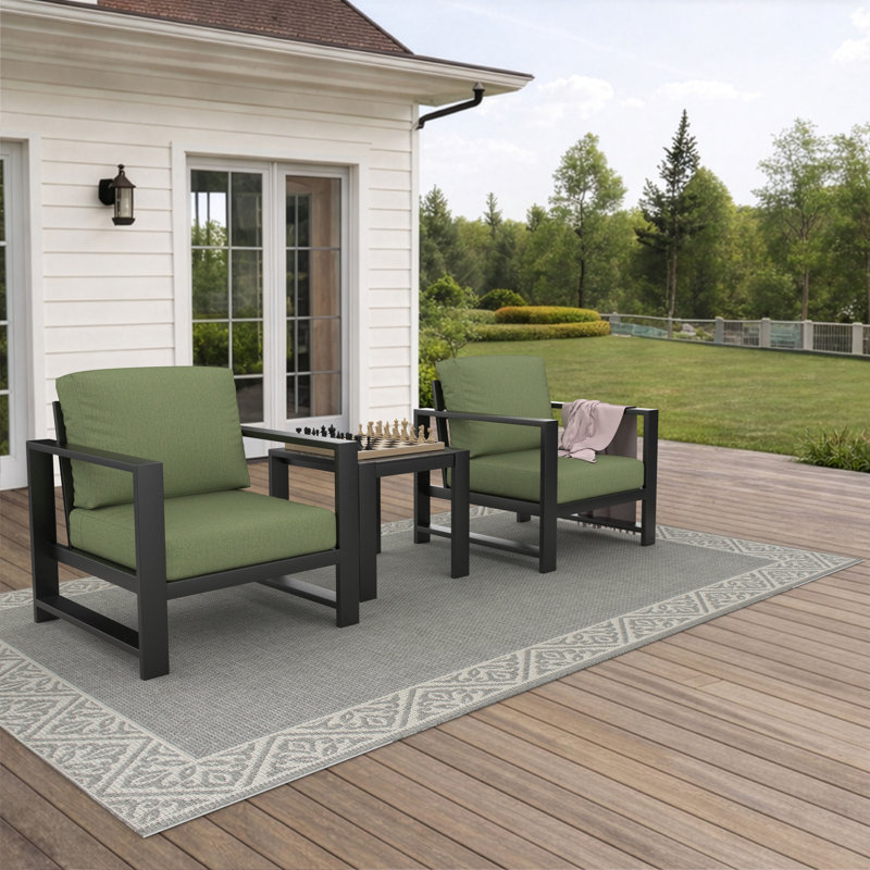 Dulcie 2-Person Seating Set With Sunbrella® Cushions, Green