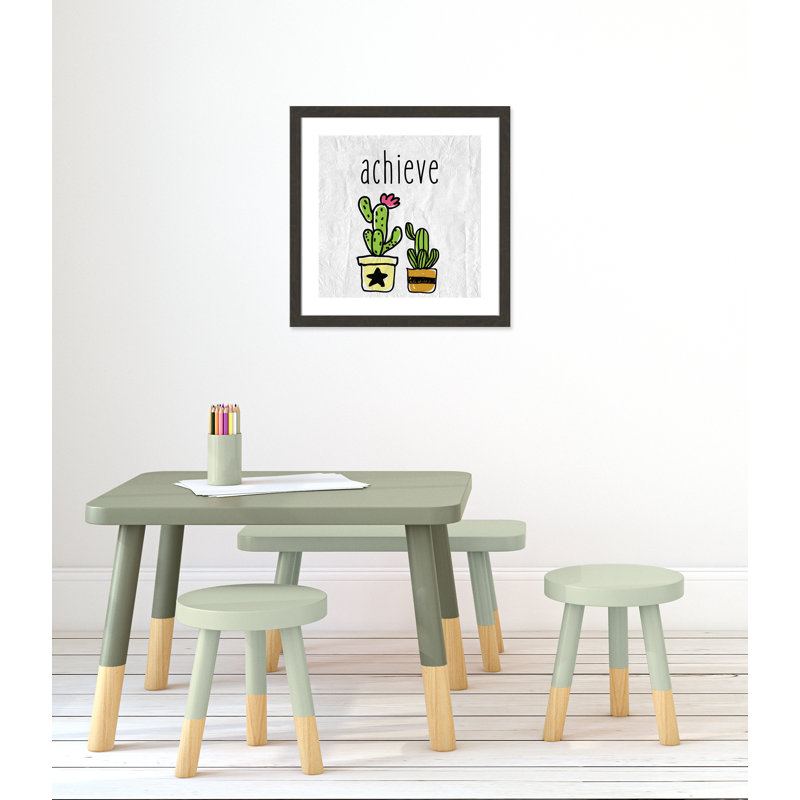 Impression sur papier Cacti C, Encadré plat à grain de bois noir, H 22,5 po x l 22,5 po x P 0,6 po