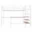 Lit mezzanine double en métal avec bureau et échelle de rangement latérale, blanc