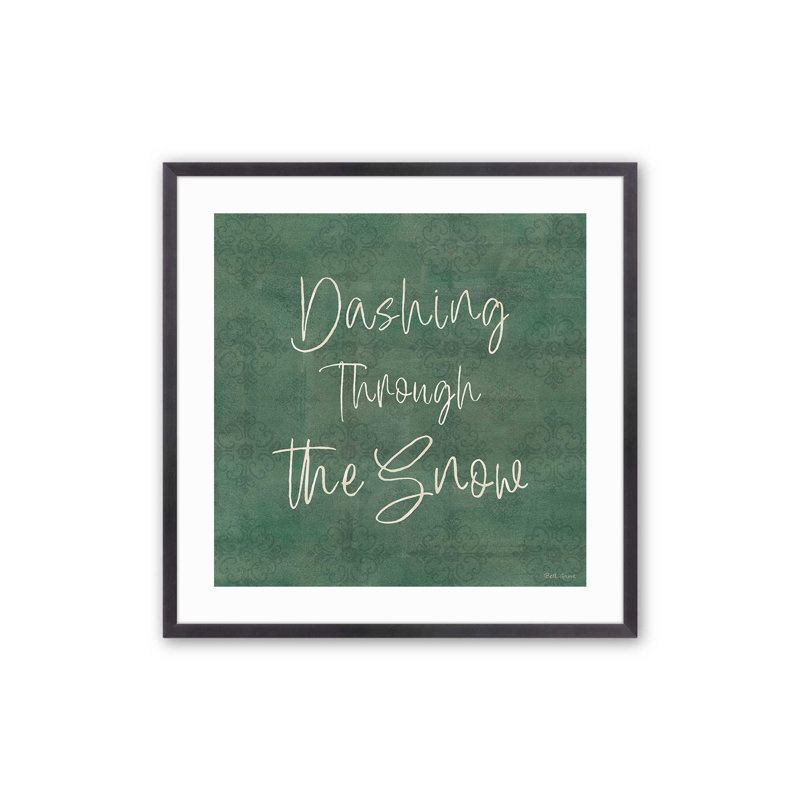 Imprimé Dashing Through the Snow, H 13,75 po x l 13,75 po, Cadre simple en zinc patiné, bois massif