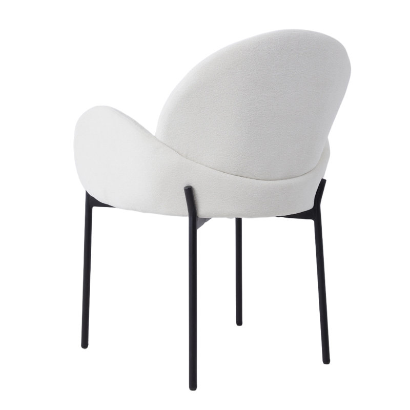 Small teddy velvet dining chair, White
