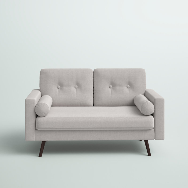 Espana Upholstered 57'' Loveseat, Beige Polyester