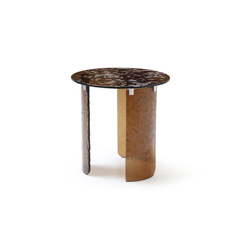 20" Bronze Glass Round End Table