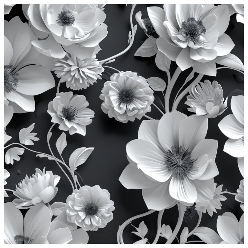 Couvre-lit floral noir, Très grand lit