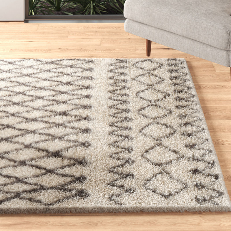 Clem Southwestern Handmade Tufted Wool Ivory/Brown Area Rug, Rectangle 5' x 8'