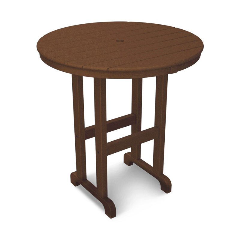 POLYWOOD Round Farmhouse Counter Table, 36", Teak