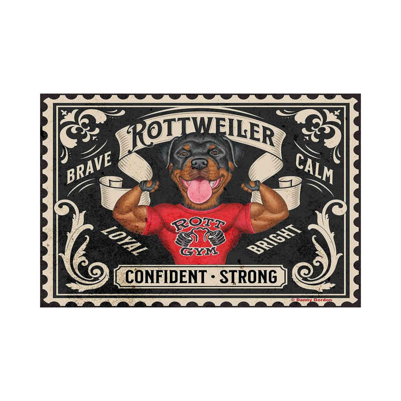 Rottweiler Muscles Stamp by Danny Gordon - Gallery-Wrapped Canvas Giclée on Canvas, No Frame, 20.32 cm H x 30.48 cm W