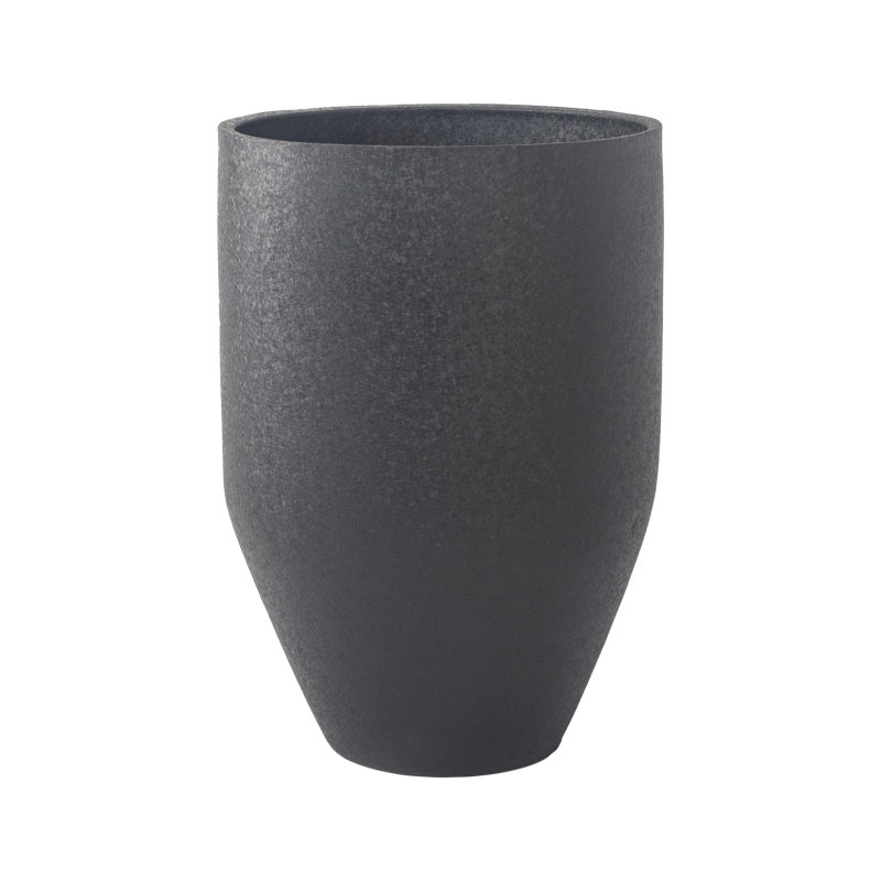 Grand pot de fleurs d'intérieur / extérieur en métal fait à la main avec trou de drainage, Médium, Noir