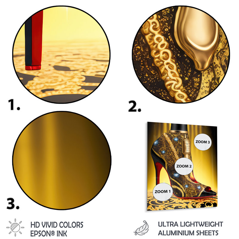 Décoration murale noire et dorée à talons hauts III - Fashion, H 20 po x l 12 po x P 1 po