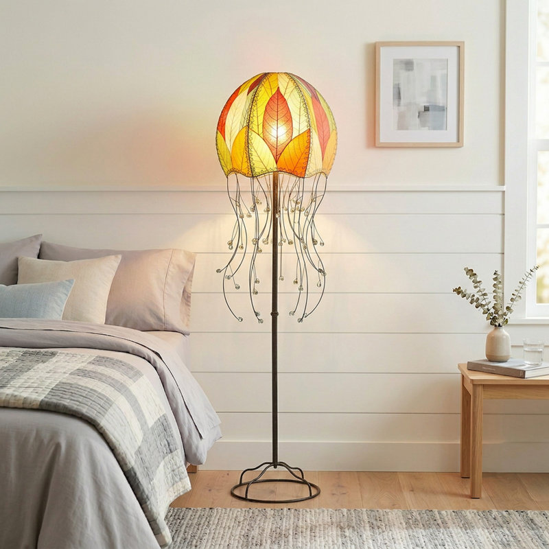 Lampe sur pied 64 po Dobbin Jellyfish, Rouge / vert / orange