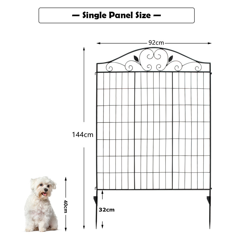 Caldicot 144cm H x 92cm W Black Metal Fence Panels