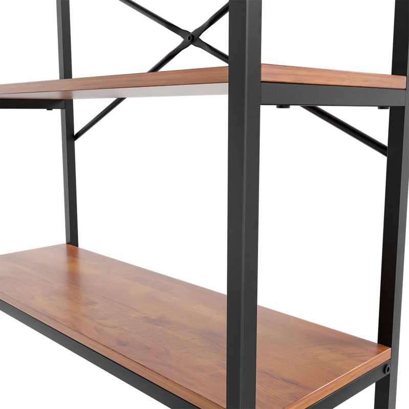 Grande bibliothèque de style rustique industriel de 70,9 po x 31,5 po Gianantonio, Brun rétro