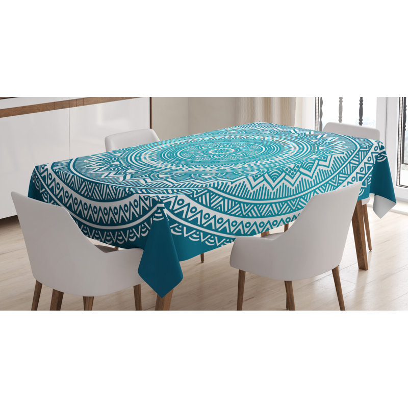 Dining Room Kitchen Tablecloth, 70" L x 52" W, Turquoise