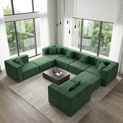 Boneless Cloud Modular Sectional Couch With 8 Pillow,modern 8 Seater Boneless Sofa For Living Room,no Assembly