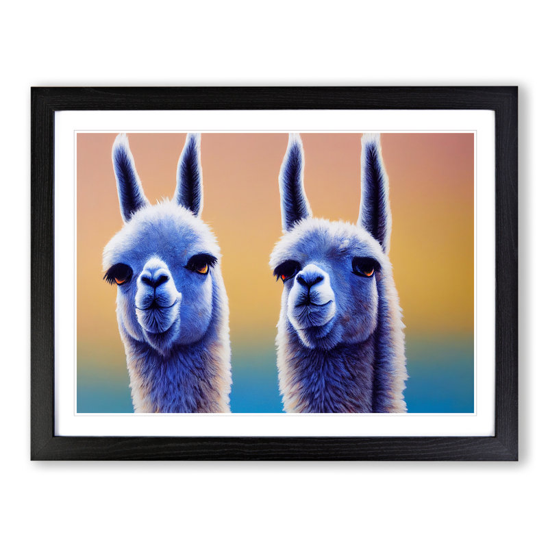 A Miraculous Llamas - Single Picture Frame Print, 46cm H x 64cm W x 2cm D, Black Framed