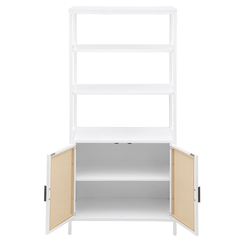 Armoire d'appoint en métal à 3 tablettes Luxury Caytie, Blanc