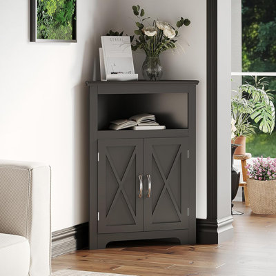 Corner Storage Cabinet, Small Corner Cabinet With Barn Door Design And Adjustable Shelf, Home Space Saver For Living Room, Bathroom, Kitchen, Bedroom by One Allium Way