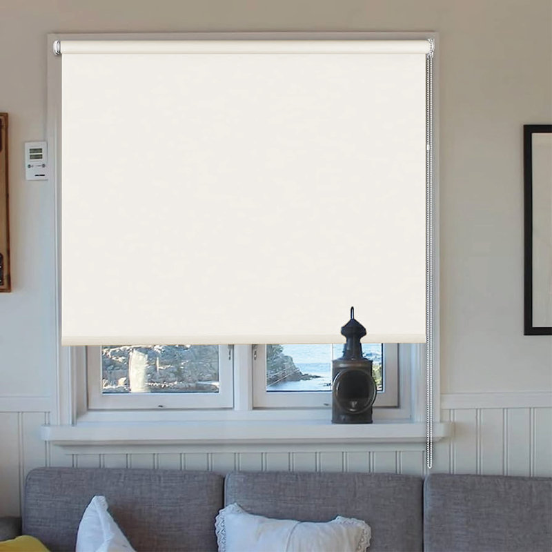 Thermal Blackout Roller Blind - Trimmable Cut to Size - Heavy Duty Metal Tube, 165 cm L x 60 cm W, Cream