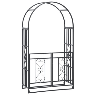 Tonnelle de jardin en métal avec portes doubles, barrière verrouillable, cadre de vigne grimpante avec motifs de cœur, arche pour mariage, décoration de fête de mariage