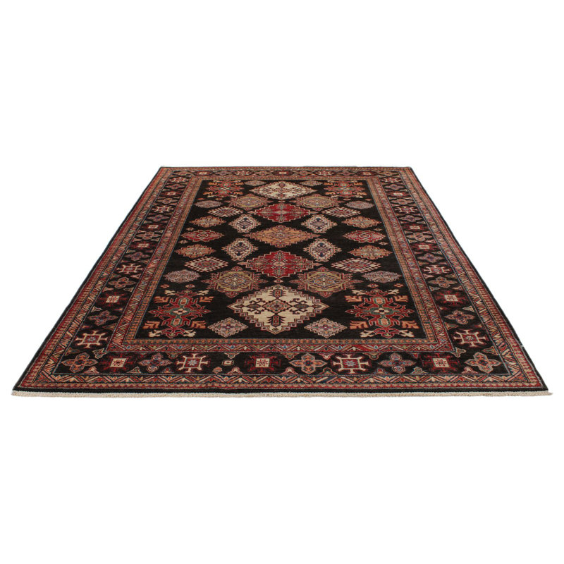 7x9 Brown and Multicolor Kazak Tribal Rug